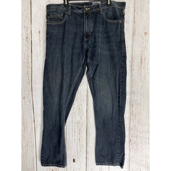 Sean John Jeans Men Size 38 Dark Blue Denim Clayton Slim Straight 100% Cotton - Picture 1 of 6